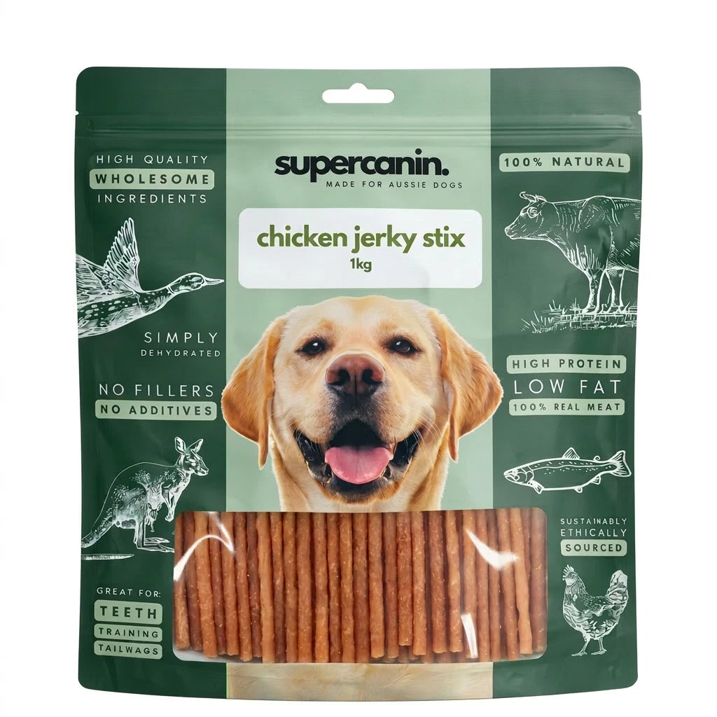 Supercanin chicken jerky stix for dogs, 1kg pouch