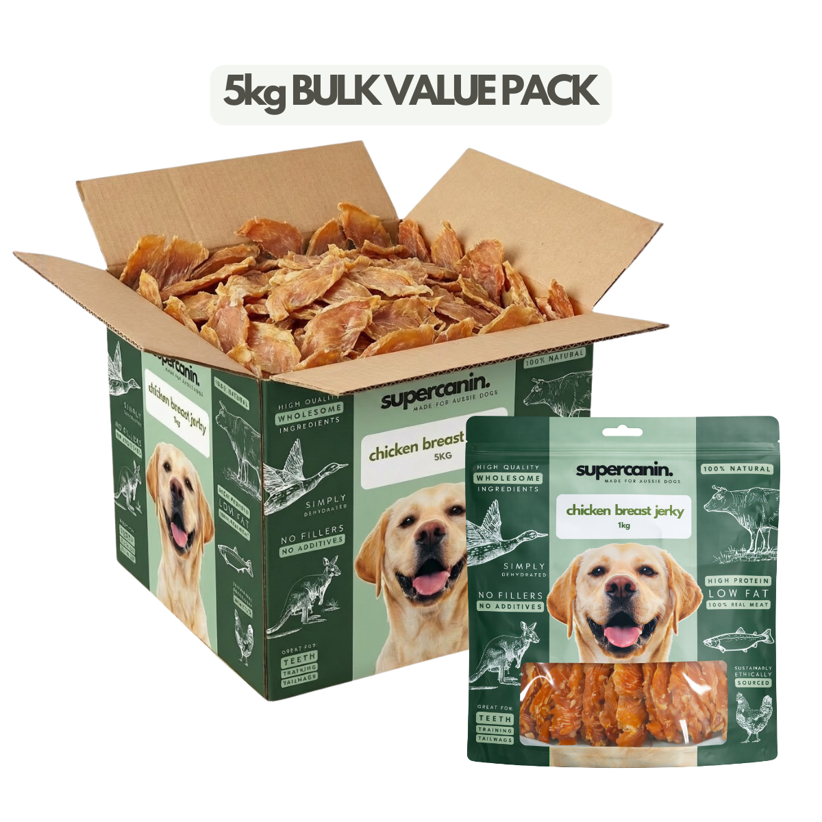 Supercanin chicken breast jerky bulk packs